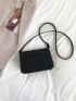 Mini Square Bag Metal Decor Flap PU Black