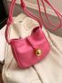 Mini Pink Square Bag Metal Decor Crossbody Bag For Daily