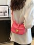 Mini Pink Square Bag Metal Decor Crossbody Bag For Daily