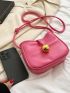 Mini Pink Square Bag Metal Decor Crossbody Bag For Daily