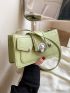 Small Green Square Bag Metal Decor Shoulder Bag For Daily