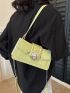 Small Green Square Bag Metal Decor Shoulder Bag For Daily