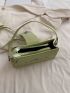 Small Green Square Bag Metal Decor Shoulder Bag For Daily