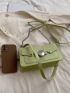 Small Green Square Bag Metal Decor Shoulder Bag For Daily