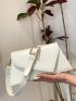 White Novelty Bag Adjustable Flap Crossbody Bag For Daily