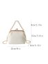 Geometric Embossed Dome Bag Kiss Lock Pearl Decor Chain Strap