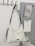 Letter Graphic Hobo Bag Large Capacity White