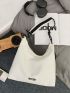 Letter Graphic Hobo Bag Large Capacity White