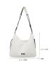 Letter Graphic Hobo Bag Large Capacity White