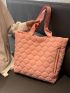 Large Shoulder Tote Bag Quilted Double Handle For College