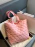 Large Shoulder Tote Bag Quilted Double Handle For College