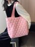 Large Shoulder Tote Bag Quilted Double Handle For College