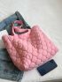 Large Shoulder Tote Bag Quilted Double Handle For College