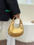 Metallic Hobo Bag Crocodile Embossed