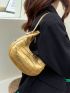 Metallic Hobo Bag Crocodile Embossed