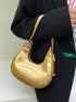 Metallic Hobo Bag Crocodile Embossed