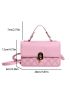 Quilted Square Bag Flap Top Handle For Office Work