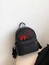 Medium Classic Backpack Lantern Pattern Embroidery Detail Pocket Front For Daily