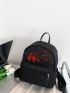 Medium Classic Backpack Lantern Pattern Embroidery Detail Pocket Front For Daily