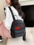 Medium Classic Backpack Lantern Pattern Embroidery Detail Pocket Front For Daily