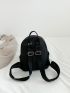 Medium Classic Backpack Lantern Pattern Embroidery Detail Pocket Front For Daily