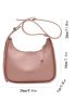 Letter Graphic Hobo Bag Pink Wide Strap