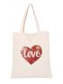 Letter & Heart Graphic Shopper Bag Casual For Shopping