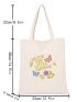 Cartoon Graphic Shopper Bag Preppy For Shopping