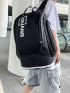 Letter Graphic Functional Backpack Colorblock Travel Bag