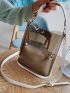 Contrast Binding Bucket Bag PVC Waterproof With Inner Pouch For Beach, Clear Bag