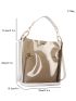 Contrast Binding Bucket Bag PVC Waterproof With Inner Pouch For Beach, Clear Bag