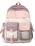 Letter Graphic Classic Backpack Release Buckle Decor For School