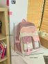 Letter Graphic Classic Backpack Release Buckle Decor For School