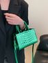 Mini Neon Green Satchel Crocodile Embossed Square Bag