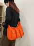 Neon Orange Pocket Front Hobo Bag Funky