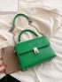 Mini Letter Detail Flap Square Bag Top Handle Green