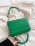 Mini Letter Detail Flap Square Bag Top Handle Green