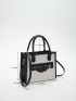 Small Square Bag Colorblock Zipper Front Decor For Work