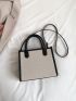 Small Square Bag Colorblock Zipper Front Decor For Work