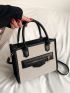 Small Square Bag Colorblock Zipper Front Decor For Work