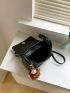 Small Square Bag Black Adjustable Strap With Bag Charm For Daily