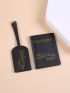 2pcs Passport Case Luggage Tag Letter Graphic