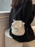 Mini Bucket Bag Faux Pearl Beaded Decor Drawstring For Vacation