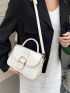 Small Square Bag White Buckle Decor Flap For Work