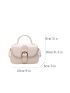 Small Square Bag White Buckle Decor Flap For Work