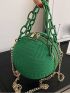 Mini Striped Pattern Chain Circle Bag Funky Green