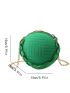 Mini Striped Pattern Chain Circle Bag Funky Green