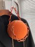 Mini Striped Pattern Chain Circle Bag Funky Neon Orange