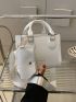 Letter Print Square Bag White Fashionable With Coin Purse For Daily