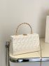 Small Box Bag White Quilted Chain Strap For Party